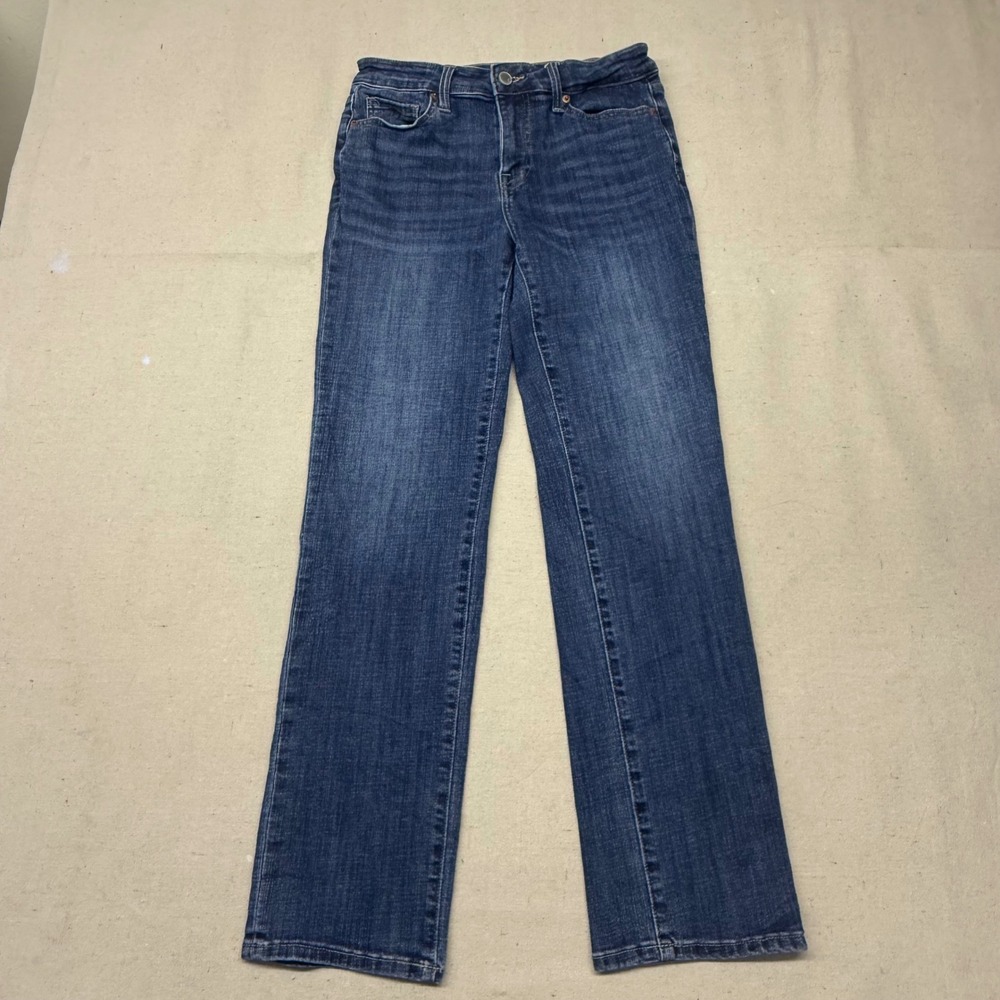 Cosmic Blue Love Womens Straight Leg Jeans Dark Wash Blue Sz 27